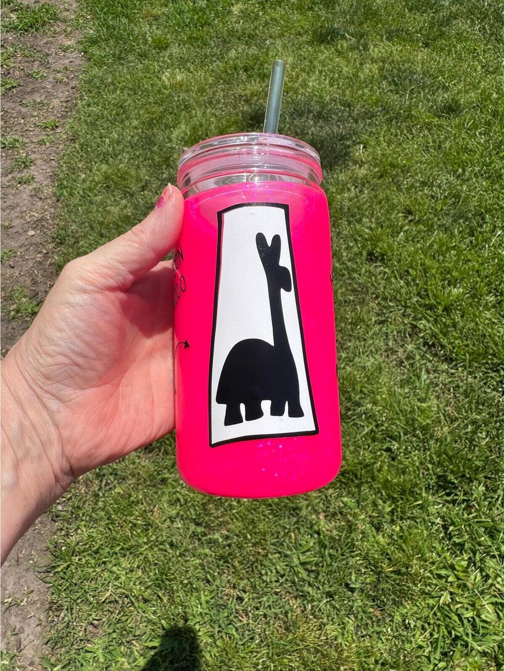 Llama Poison Snow Globe Tumbler | Pink Glitter Acrylic Cup